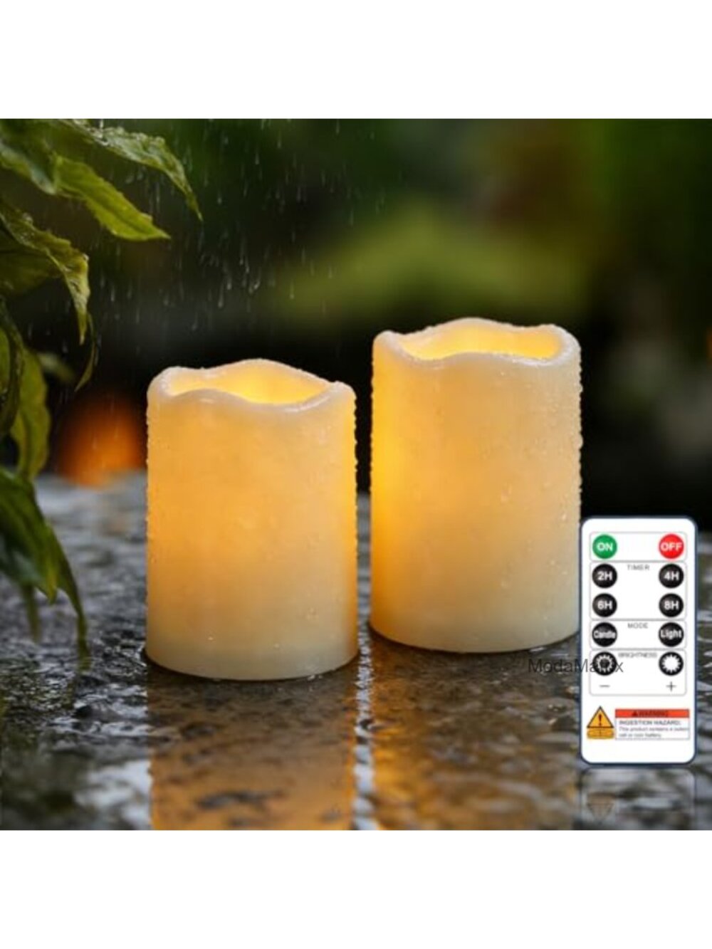 3x4 Waterproof Flameless Pillar Candles Remote Timer Outdoor Indoor
